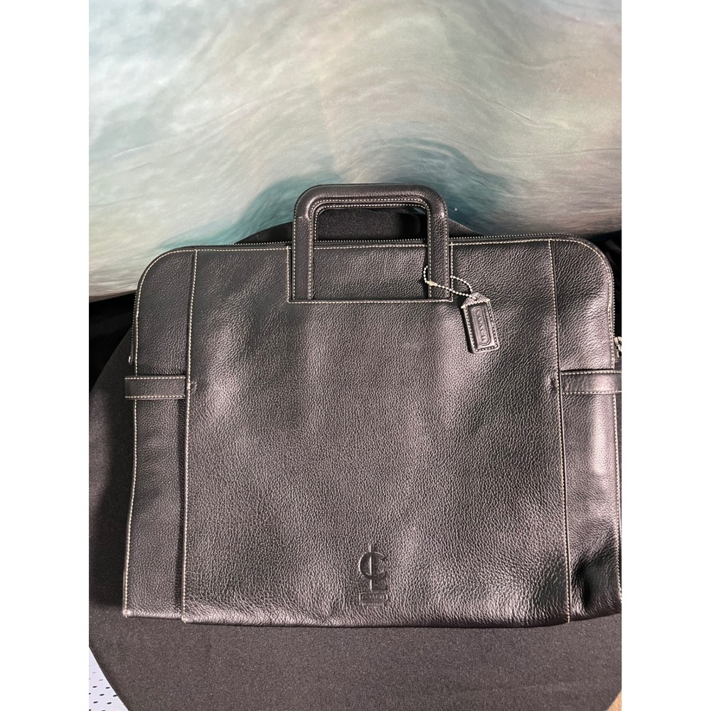 Vintage Coach 5152 Black Pebbled Leather Briefcase Laptop Portfolio‎ Bag CLC